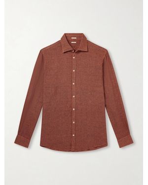 Massimo Alba Genova Houndstooth Cotton Shirt - Red