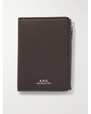 A.P.C. Stefan Full-Grain Leather Zipped Cardholder - Grey