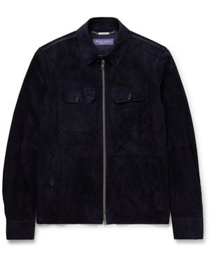 Ralph Lauren Suede Bomber Jacket - Blue