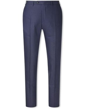 Canali Tapered Linen And Wool-Blend Twill Suit Pants - Blue