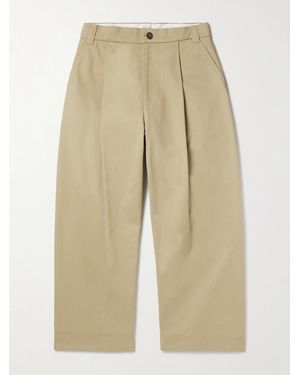 Studio Nicholson Sorte Wide-Leg Pleated Cotton-Twill Trousers - Natural