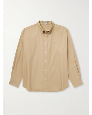 Loewe Anagram-embroidered Cotton Shirt - Natural