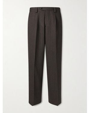 Enfants Riches Deprimes Straight-Leg Pleated Pinstriped Virgin Wool Trousers - Grey
