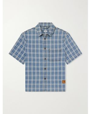Burberry Logo-Appliquéd Checked Denim Shirt - Blue