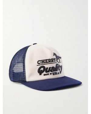 CHERRY LA Printed Canvas And Mesh Baseball Cap - Blue