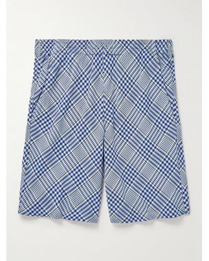 Noma T.D Straight-Leg Checked Cotton Shorts - Blue