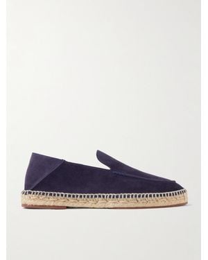 Loro Piana Seaside Walk Collapsible-heel Suede Espadrilles - Blue