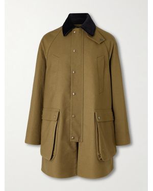 Loewe Trapeze Corduroy-Trimmed Cotton-Drill Jacket - Green