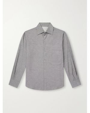 STÒFFA Spread-Collar Brushed Cotton Woven Shirt - Gray