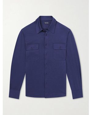 Tom Ford Silk And Cotton-Blend Shirt - Blue