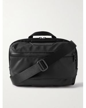 master-piece Progress Leather-Trimmed Coated Nylon-Twill Messenger Bag - Black