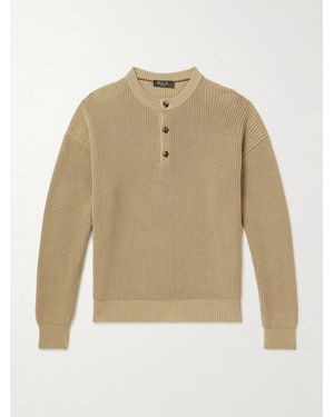 Loro Piana Ribbed Cotton Henley Jumper - Natural