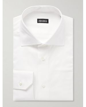 ZEGNA Cutaway-Collar Cotton-Twill Shirt - White