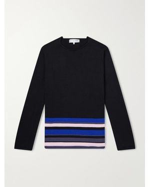 Comme des Garçons Striped Wool-Blend Gauze Sweater - Blue