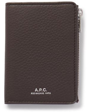 A.P.C. Stefan Full-Grain Leather Zipped Cardholder - Gray