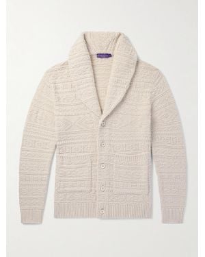 Ralph Lauren Shawl-Collar Textured Cotton And Wool-Blend Cardigan - Natural