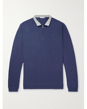 Peter Millar Crown Cotton-Blend Jersey Half-Zip Sweatshirt - Blue