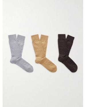 Missoni Three-Pack Crochet-Knit Cotton-Blend Socks - White