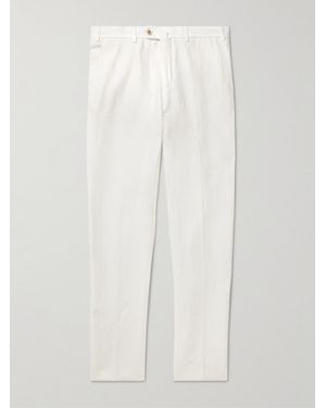 Loro Piana Carlo Straight-Leg Linen Trousers - White