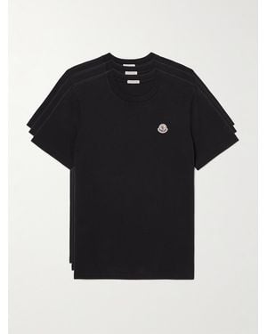 Moncler Three-Pack Logo-Appliquéd Cotton-Jersey T-Shirts - Black