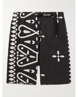 Kapital Straight-Leg Printed Combed Cotton-Twill Shorts - Black