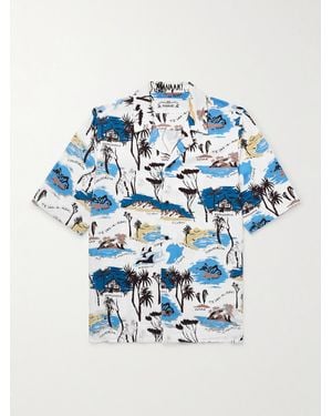 MANAAKI Te Ika A Maui Camp Collar Printed Lyocell-Twill Shirt - Blue
