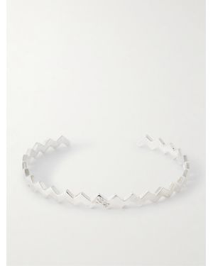 Mikia Sterling Silver Diamonds Bangle - Natural
