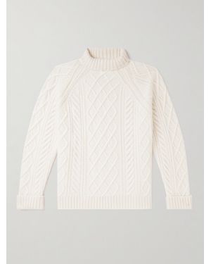 James Purdey & Sons Cable-Knit Cashmere And Linen-Blend Rollneck Jumper - Natural