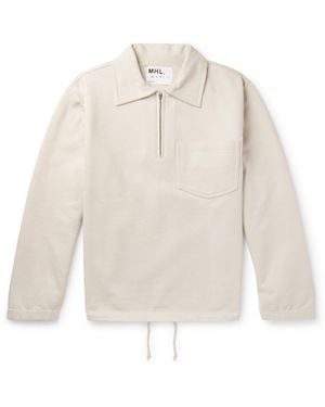 Margaret Howell Mhl Loopback Cotton-jersey Half-zip Sweatshirt - Natural