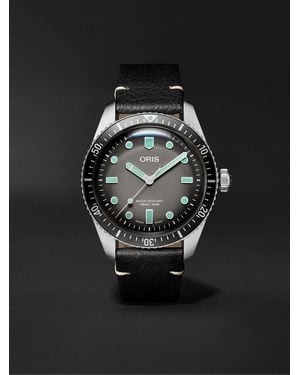 Oris Divers Sixty-Five Automatic 40Mm Stainless Steel And Leather Watch, Ref. No. 01 733 7707 4053-07 5 20 89 - Black