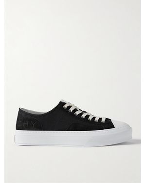 Givenchy City Logo-Debossed Leather And Suede-Trimmed Canvas Trainers - Black