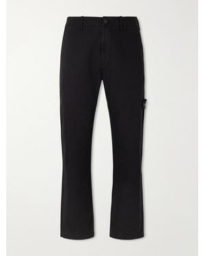Stone Island Straight-Leg Dence Cotton-Tc Trousers - Black
