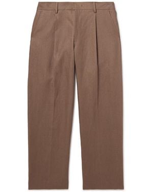 NN07 Kay 1454 Straight-Leg Pleated Linen Pants - Brown