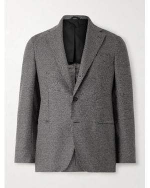 De Petrillo Napoli Slim-fit Houndstooth Virgin Wool Suit Jacket - Grey