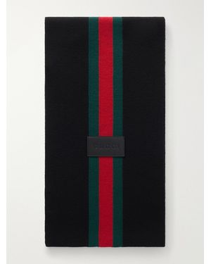 Gucci Web-Intarsia Wool Scarf - Black