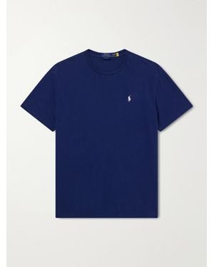 Polo Ralph Lauren Logo-Embroidered Cotton-Jersey T-Shirt - Blue