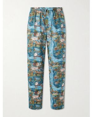Derek Rose Ledbury 100 Printed Cotton Pyjama Trousers - Blue