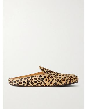 VINNY'S Donnie Leopard-print Pony Hair Loafers - White