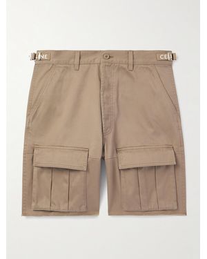 Celine Straight-Leg Distressed Cotton-Twill Cargo Shorts - Natural