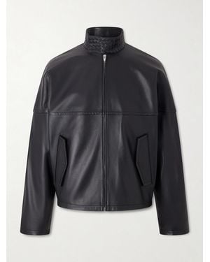 Bottega Veneta Intrecciato-trimmed Leather Blouson Jacket - Black