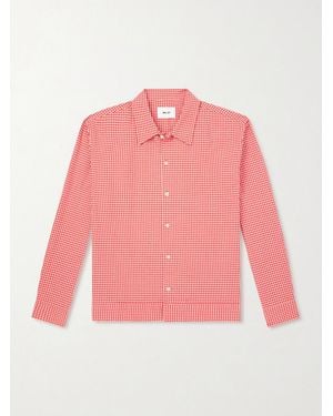 NN07 Reed 50057 Checked Organic Cotton-blend Seersucker Shirt - Pink