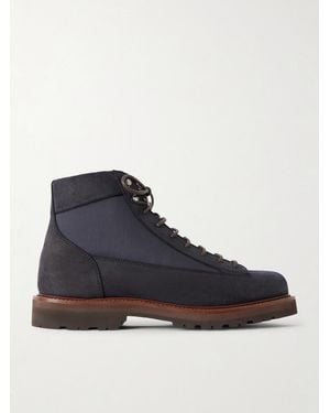 Brunello Cucinelli Nylon-Trimmed Suede Hiking Boots - Blue
