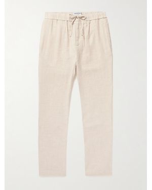 Frescobol Carioca Oscar Straight-Leg Linen And Cotton-Blend Drawstring Trousers - Natural