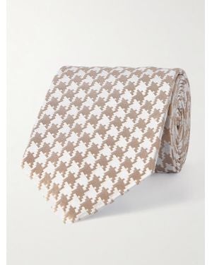 Richard James Krawatte aus Seiden-Jacquard mit Hahnentrittmuster - Natur