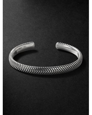 David Yurman Chevron Sterling Silver Cuff - Black