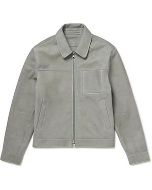 MR P. Paneled Leather-Trimmed Suede Jacket - Gray