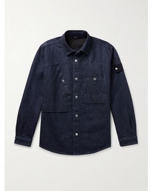 Stone Island Denim Research-Dyed Cotton Shirt - Blue
