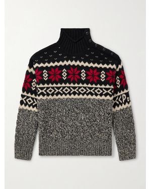 Polo Ralph Lauren Jacquard-Knit Wool, Linen And Cotton-Blend Rollneck Sweater - Grey