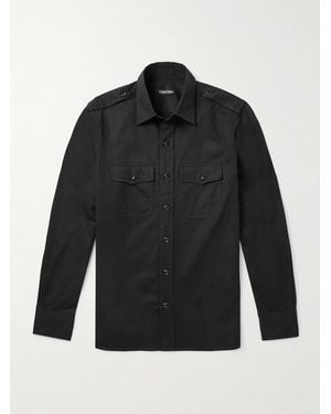 Tom Ford Cotton And Silk-Blend Twill Shirt - Black