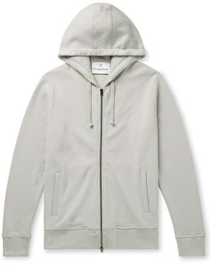 Kingsman Logo-Embroidered Cotton And Cashmere-Blend Jersey Zip-Up Hoodie - Gray